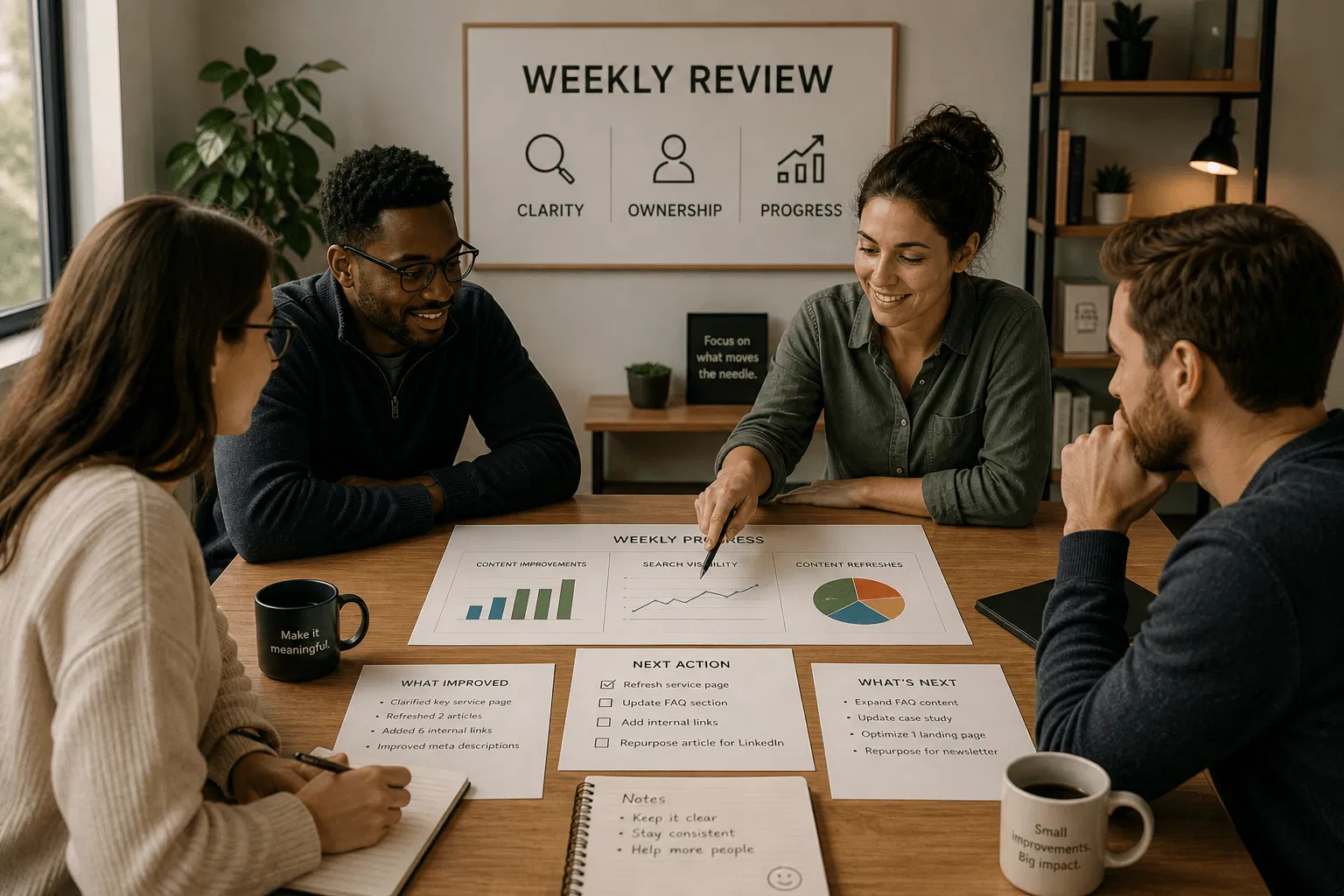 Weekly progress huddle